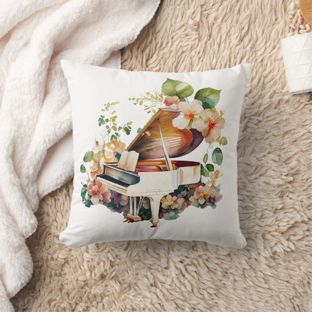 Coussin Bébé blanc Grand Piano aquarelle (Couverture)