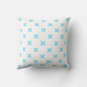Coussin Bébé bleu croix coutures sur blanc (Verso)