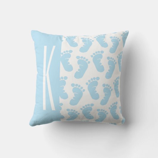 Coussin Bébé bleu, Garçon pieds bébé (Verso)