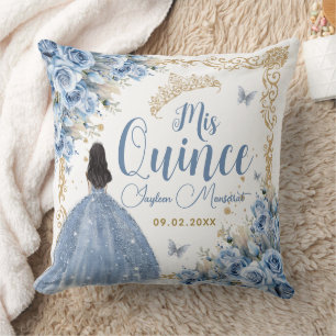 Coussin Bébé Bleu Or Quinceanera Princesse Papillon