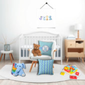 Coussin Bébé bleu ours en peluche nom personnalisé