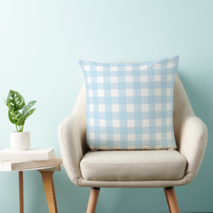Coussin Bébé bleu Plaid 20x20 Jeu d'oreiller