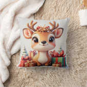 Coussin Bébé cerf adorable avec bois festifs (Couverture)