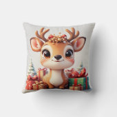 Coussin Bébé cerf adorable avec bois festifs (Verso)