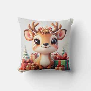 Coussin Bébé cerf adorable avec bois festifs