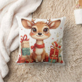 Coussin Bébé cerf adorable avec bois festifs (Couverture)