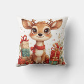 Coussin Bébé cerf adorable avec bois festifs (Verso)