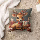 Coussin Bébé cerf adorable avec des bois festifs (Couverture)
