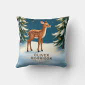 Coussin Bébé cerf de Noël personnalisé en bois  (Verso)