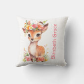 Coussin Bébé Cerf Monogramme Fleurs Roses Floral Bébé (Verso)