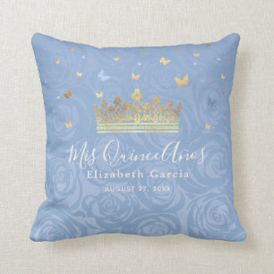 Coussin Bébé clair Bleu et Rose d'or Mis Quince Anos
