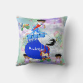 Coussin Bébé compagnons de jeu avec arc en ciel et nuages  (Verso)