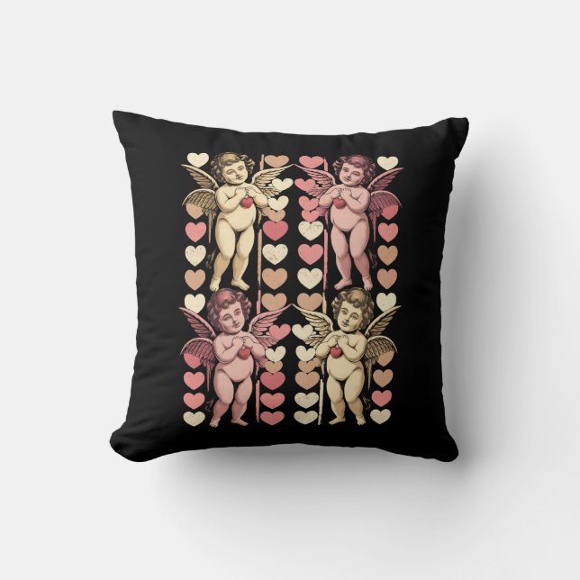 Coussin Bébé Cupidon Coquette arc Rétro Saint-Valentin (Recto)