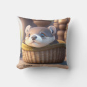 Coussin Bébé de loutre mignonne dans un panier - personnal (Recto)