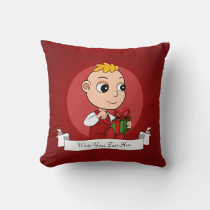 Coussin Bébé de Noël mignon avec cheveux blonds dessin ani