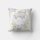 Coussin Bébé doux Eléphant violet vert floral Nursery (Recto)