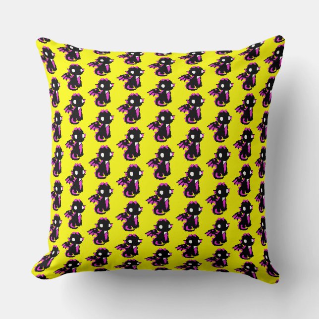 Coussin Bébé dragon pixelisé mignon (Recto)