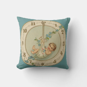 Coussin Bébé du Nouvel An Horloge Vintage