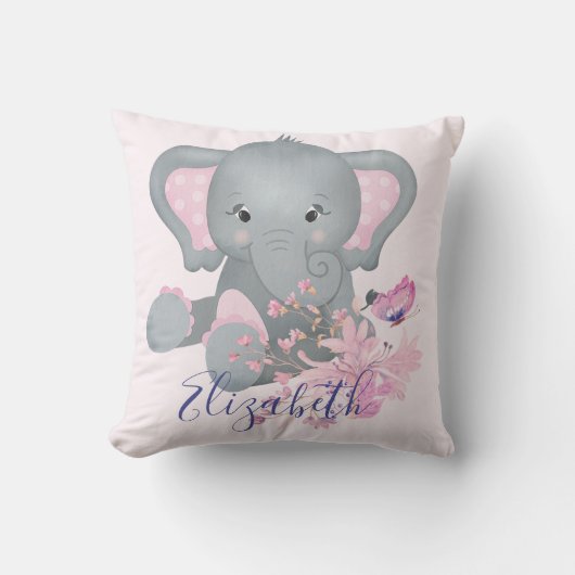 Coussin Bébé éléphant aquarelle mignon  (Recto)