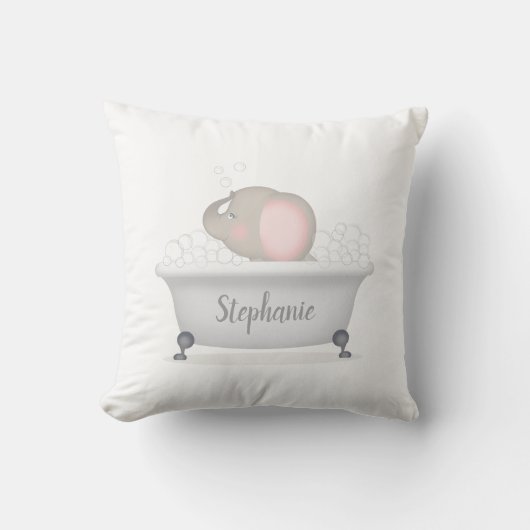 Coussin Bébé Eléphant bulle Baby shower fille bain (Recto)