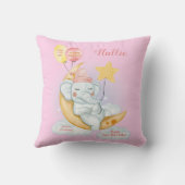 Coussin Bébé éléphant endormi Statistiques de naissance Ro (Verso)