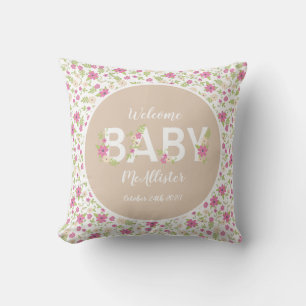 Coussin Bébé en Fleur Douche rose Fleurs Vintages Fille