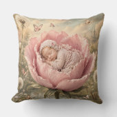 Coussin Bébé endormi dans une fleur rose (Recto)