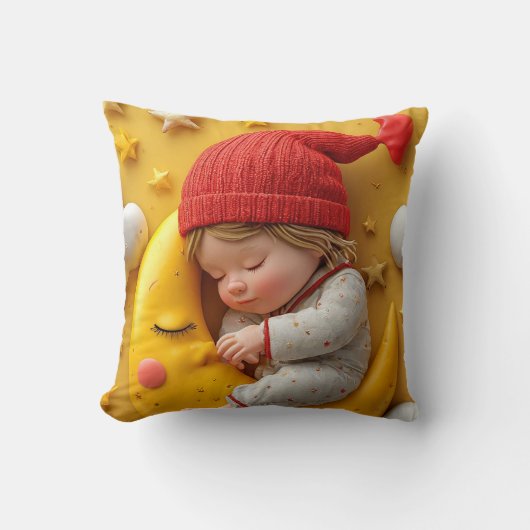 Coussin Bébé endormi sur un croissant de lune (Recto)