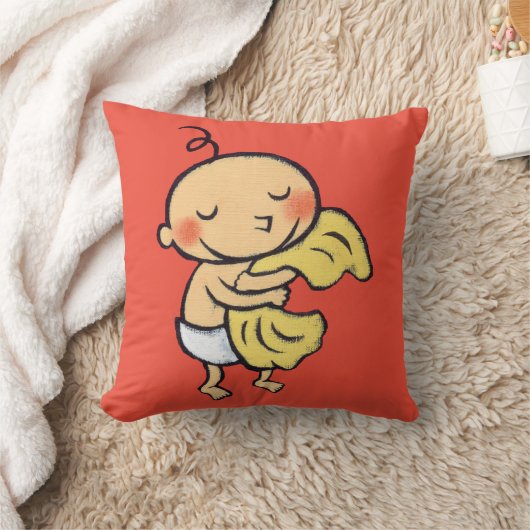 Coussin Bébé étreignant la couverture jaune molle (Couverture)