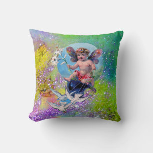 Coussin BÉBÉ FAIRY, DOVES VERT PURPLE SPARKLES Baby shower
