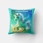 Coussin Bébé fée mignonne Unicorn vert Imaginaire mousseux (Verso)
