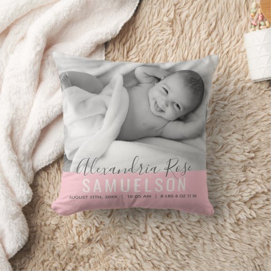 Coussin BÉBÉ Fille rose Nom de la conservation Date de nai (Couverture)