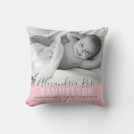 Coussin BÉBÉ Fille rose Nom de la conservation Date de nai (Recto)