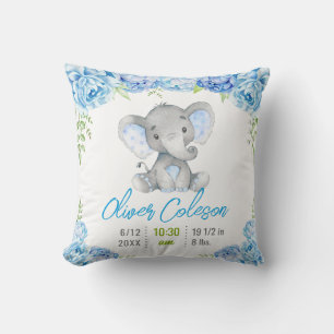 Coussin Bébé garçon éléphant bleu Statistiques Little Pean