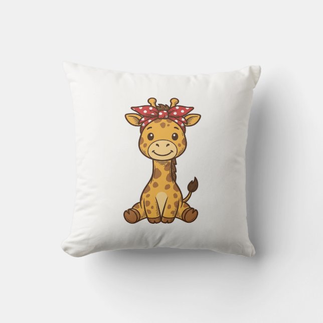 Coussin Bébé girafe mignon avec noeud papillon design vect (Recto)