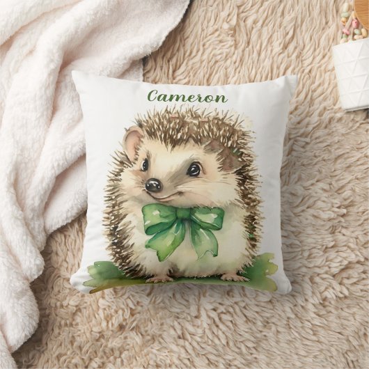 Coussin Bébé Hérisson Cute Bow Neutral Personnalisé (Couverture)