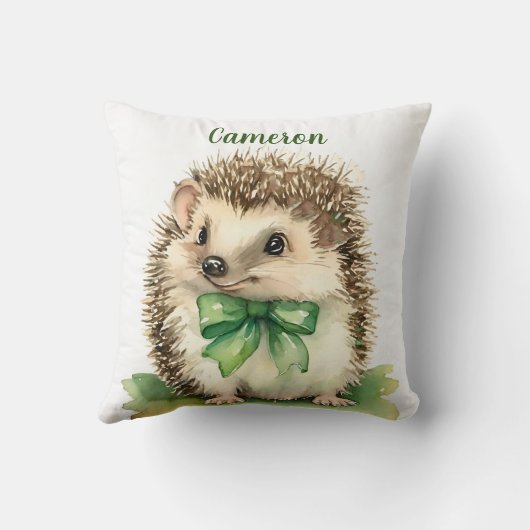 Coussin Bébé Hérisson Cute Bow Neutral Personnalisé (Verso)