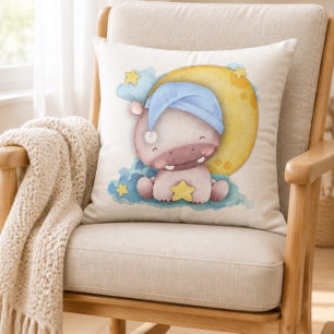 Coussin Bébé Hippopotame à l'heure du coucher