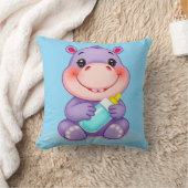 Coussin Bébé Hippopotame de Dessin Animé Mignon (Couverture)