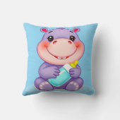Coussin Bébé Hippopotame de Dessin Animé Mignon (Verso)