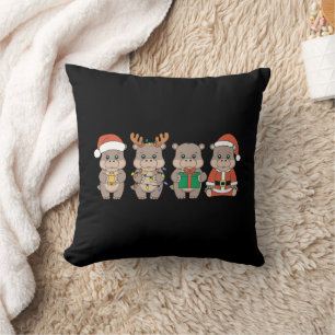 Coussin Bébé Hippopotame Moo Deng Noël