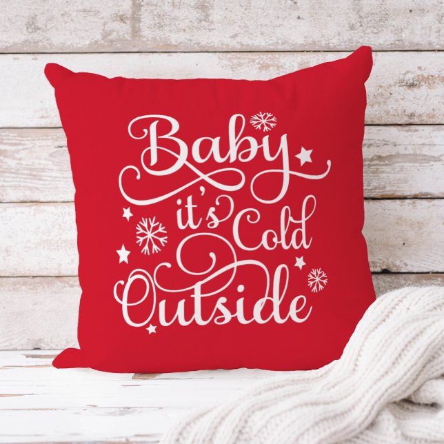 Coussin Bébé Il Fait Froid Dehors Citation De Noël Rouge (Créateur téléchargé)