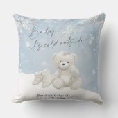 Coussin Bébé, il fait froid dehors, douce peluche et floco (Recto)