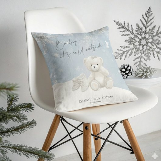 Coussin Bébé, il fait froid dehors, douce peluche et floco