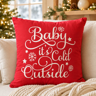 Coussin Bébé Il Fait Froid Dehors Écriture Rouge de Vacanc