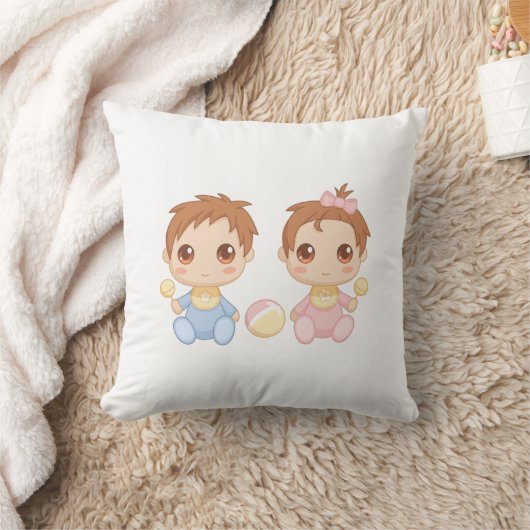Coussin Bébé jumeaux garçon et fille (Couverture)