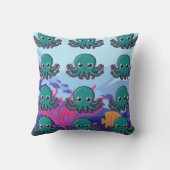 Coussin Bébé Kawaii Bleu Octopus (Verso)