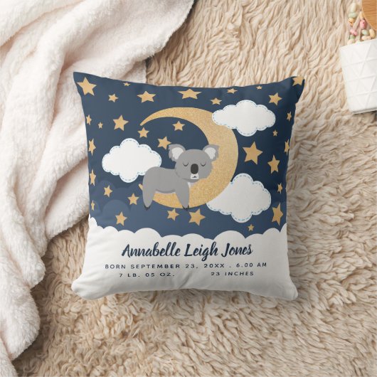 Coussin Bébé Koala Lune Pépinière Jeu d'oreiller (Couverture)