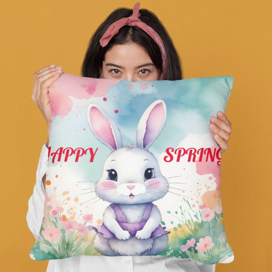 Coussin Bébé lapin au printemps