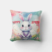 Coussin Bébé lapin au printemps (Recto)